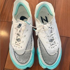 Nike ZoomX Vaporfly Running Shoes - Women's Size 6 - Aqua Blue and White